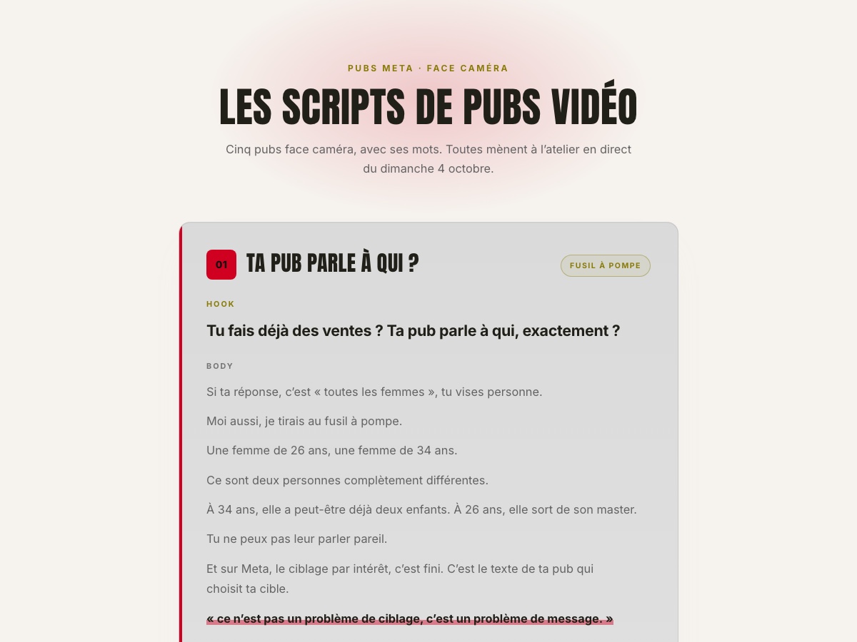 Aperçu des scripts de créatives